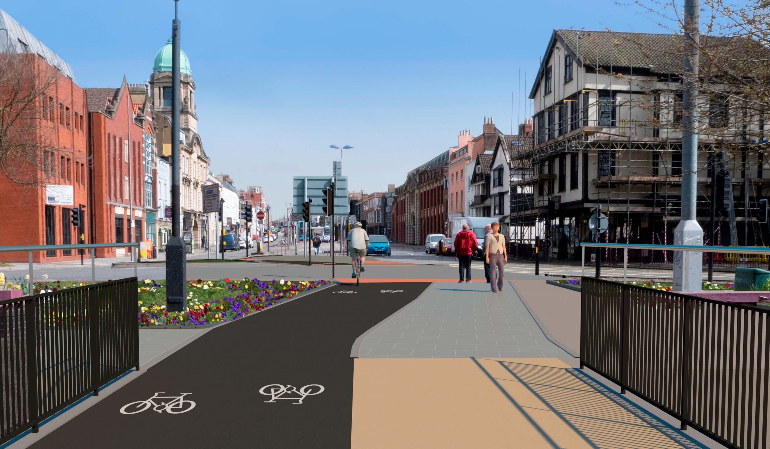 Old Market Cycle Safety Project - CGI visualisation of new route