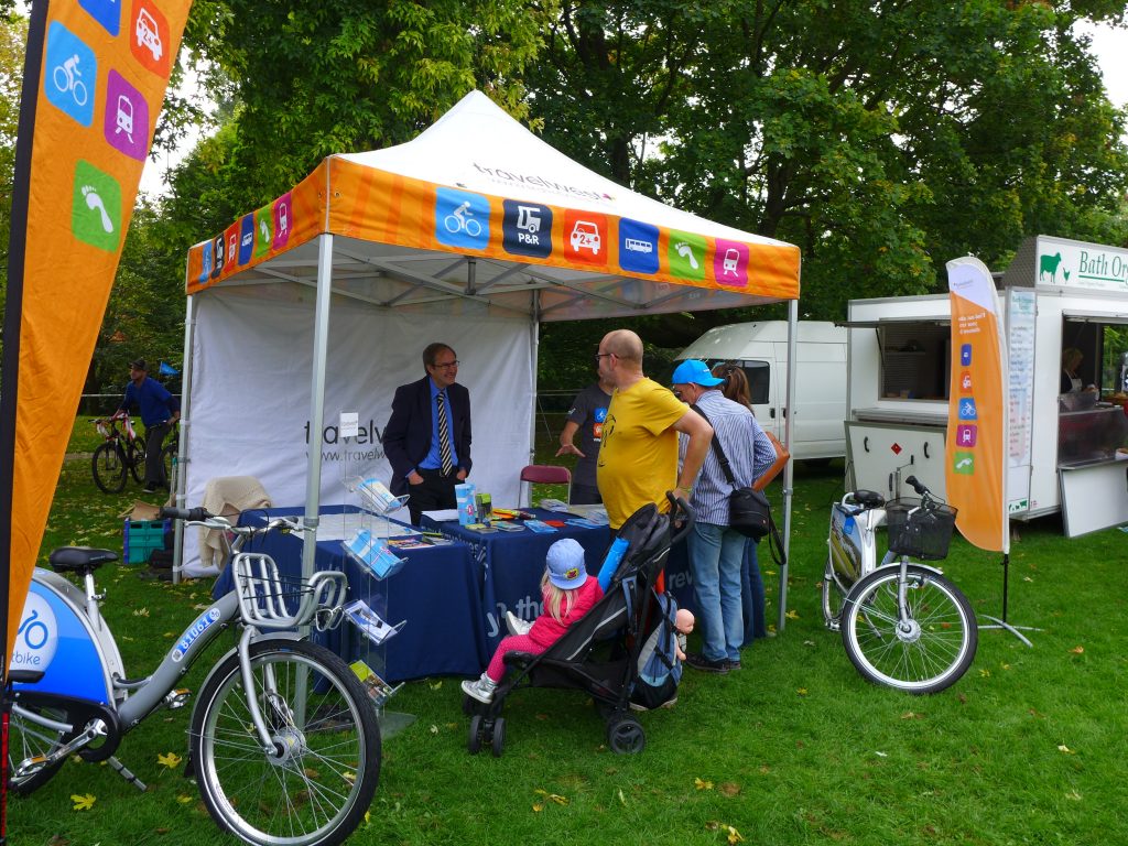 The Travelwest team uses a gazebo with our logo when installing stalls outdoors.