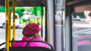 Woman on a bus