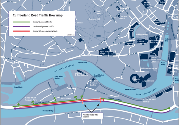 Cumberland Road Traffic flow map showing the plans