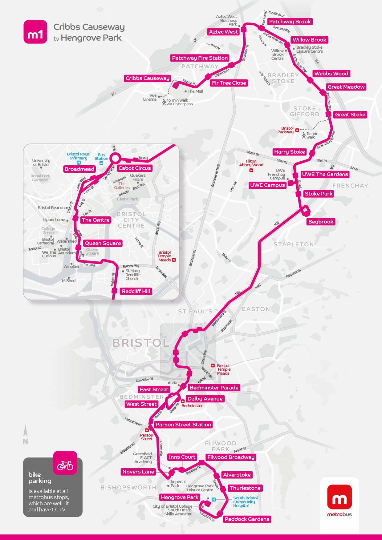 m1 Cribbs Causeway to Hengrove Park WEST