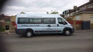St Philips Church Community Minibus silver vehicle