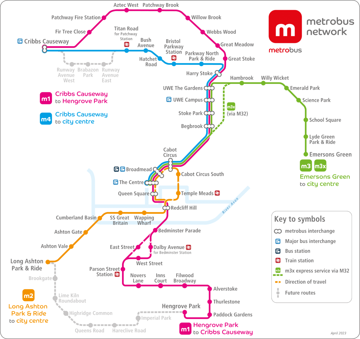 MetroBus M1 M2 M3 M3x M4 No Zone Map 268x284.5mm April23 1200x1130 