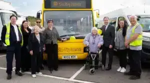 Metro Mayor Dan Norris with The Big Lemon team and representatives from Lawrence Weston Community Transport, CATT Community Bus and The Sprint. Picture WECA.