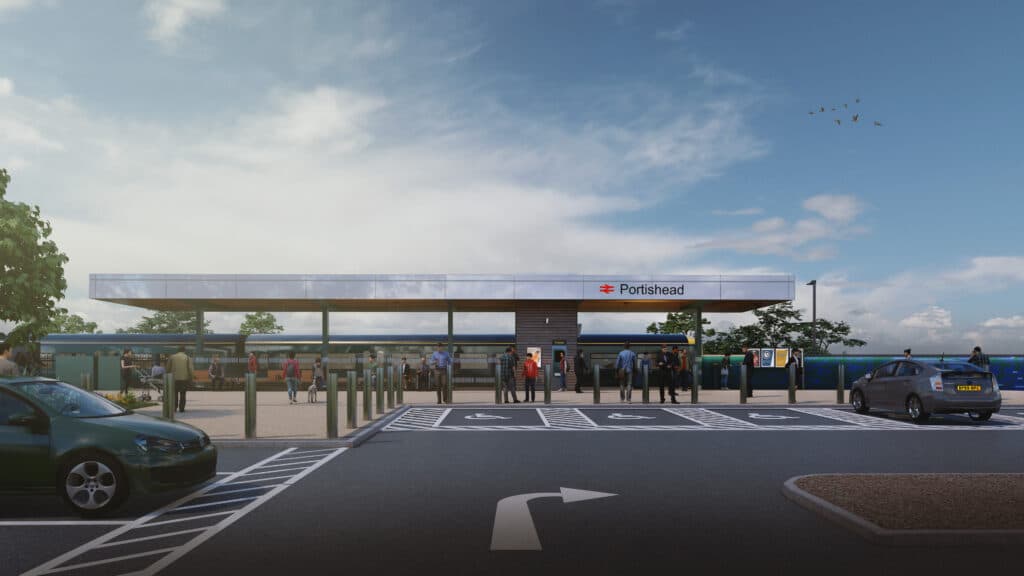 Artists mock up of the new portishead rail station