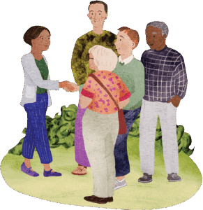 Illustration of people meeting the coordinator