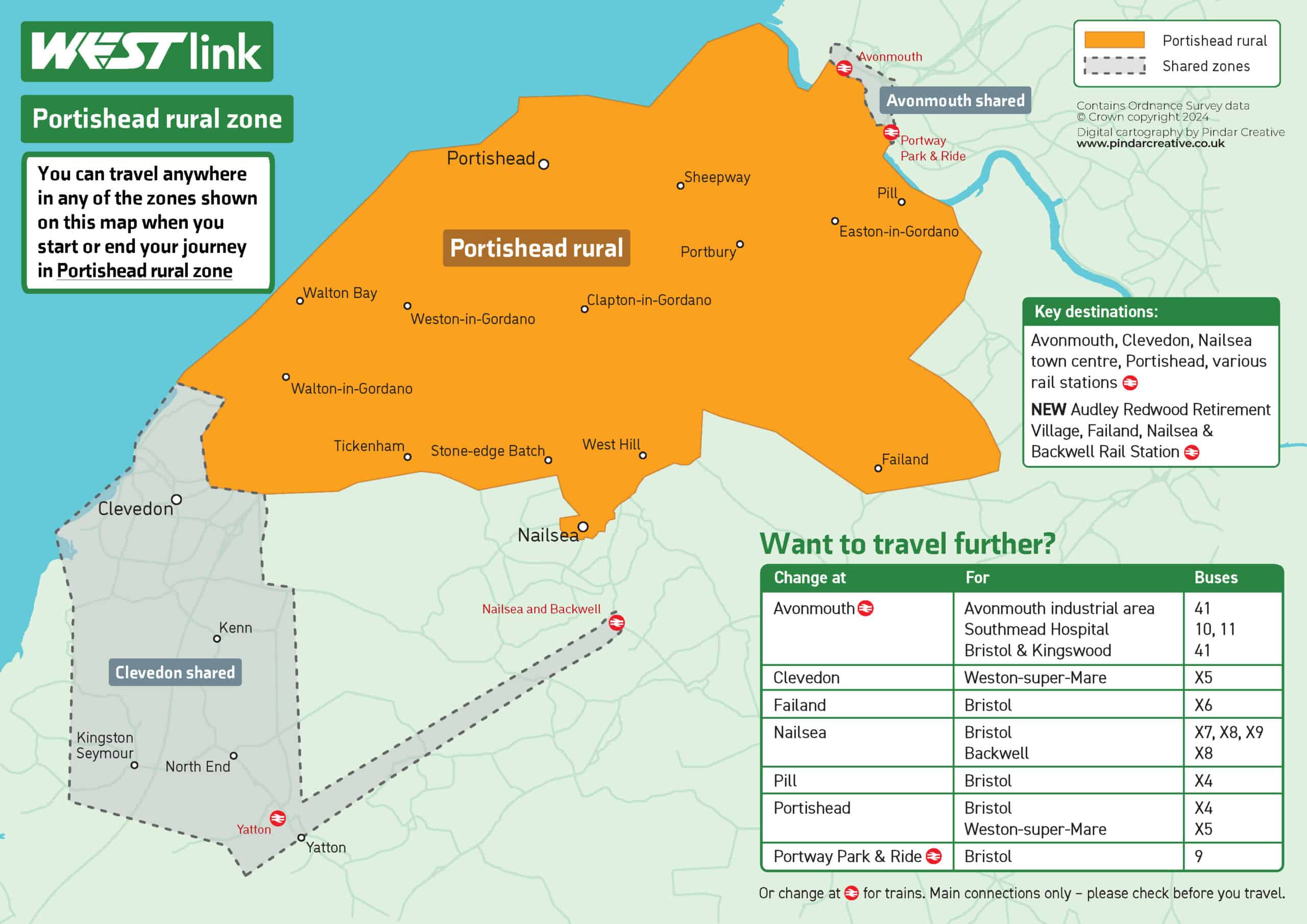 Portishead rural zone map showing the boundaries and where you can travel. This information is also provided in an accessible version below.